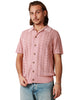 Cardigan uomo amaranto rosa a mezza manica con bottoni in maglia di cotone traforata