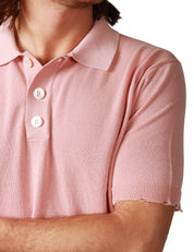 POLO UOMO AMARANTO ROSA A MEZZA MANICA CON BOTTONI E ROTTURE SUGLI ORLI