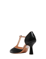 SCARPA DONNA ANNA F. NER IN NAPPA CON PROFILI BEIGE E TACCO 8