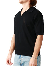 POLO UOMO ATOMOFACTORY NERA A MEZZA MANICA CON PUNTI PUNZONATI 100% COTONE