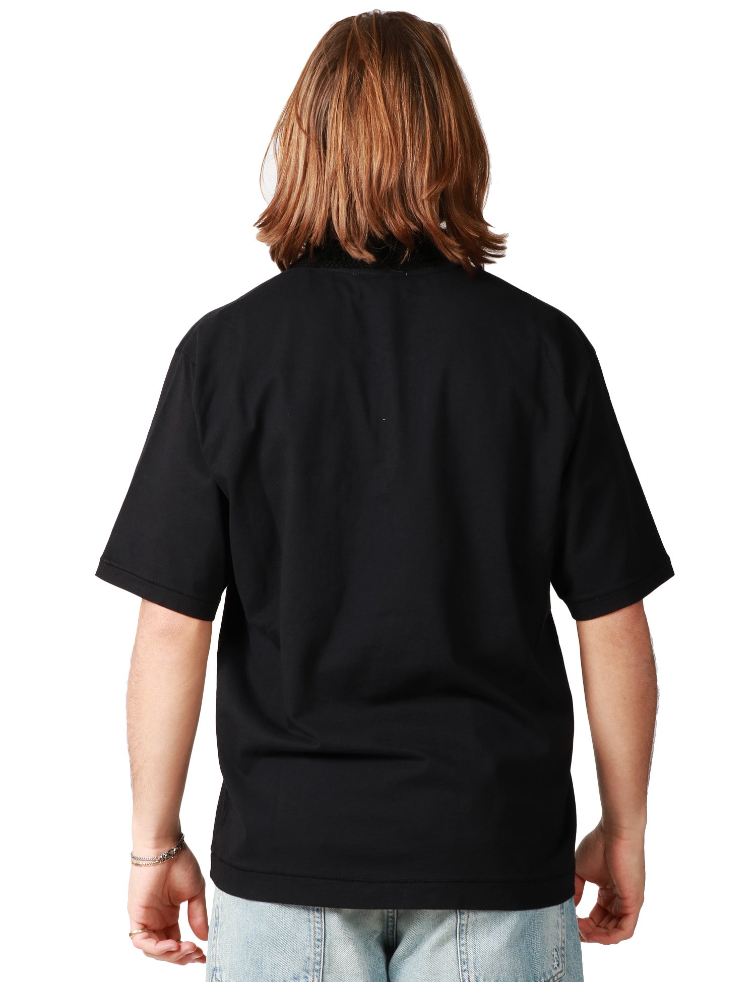 POLO UOMO ATOMOFACTORY NERA A MEZZA MANICA IN JERSEY CON TASCHINO CROCHET