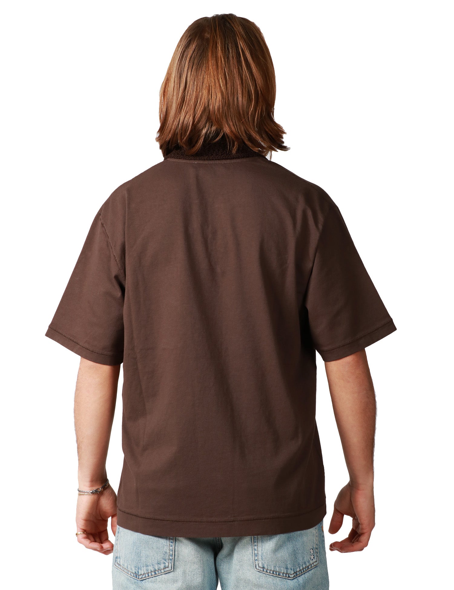 POLO UOMO ATOMOFACTORY MORO MEZZA MANICA IN JERSEY CON TASCHINO CROCHET