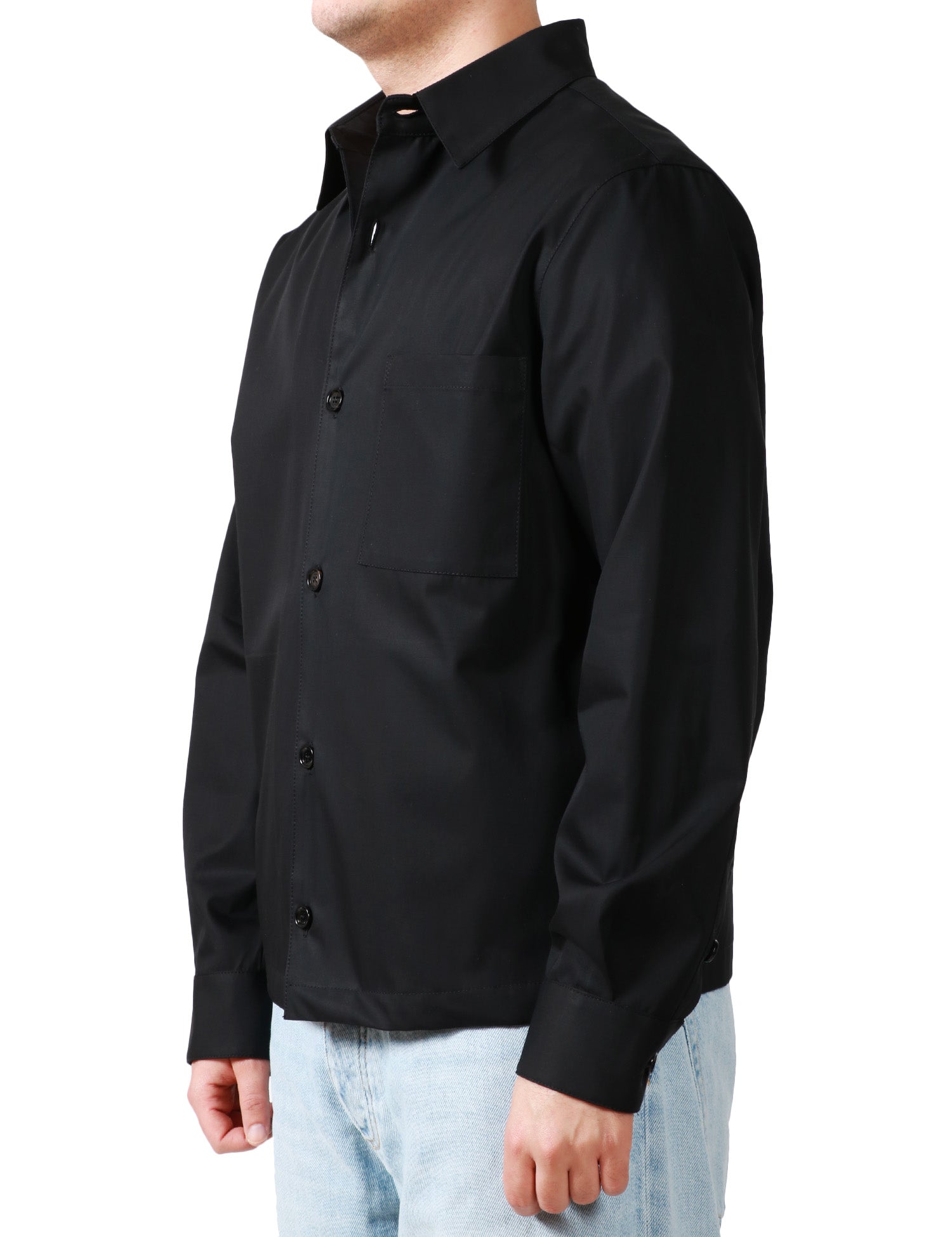 GIACCA CAMICIA UOMO BEABLE NERO CON COLLETTO, BOTTONI E TASCA SUL PETTO