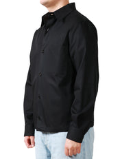 GIACCA CAMICIA UOMO BEABLE NERO CON COLLETTO, BOTTONI E TASCA SUL PETTO