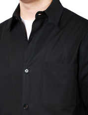 GIACCA CAMICIA UOMO BEABLE NERO CON COLLETTO, BOTTONI E TASCA SUL PETTO