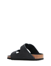 CIABATTA BIRKENSTOCK ARIZONA NERA BIG BUCKLE IN PELLE OPACA CON DOPPIA FIBBIA ARGENTO