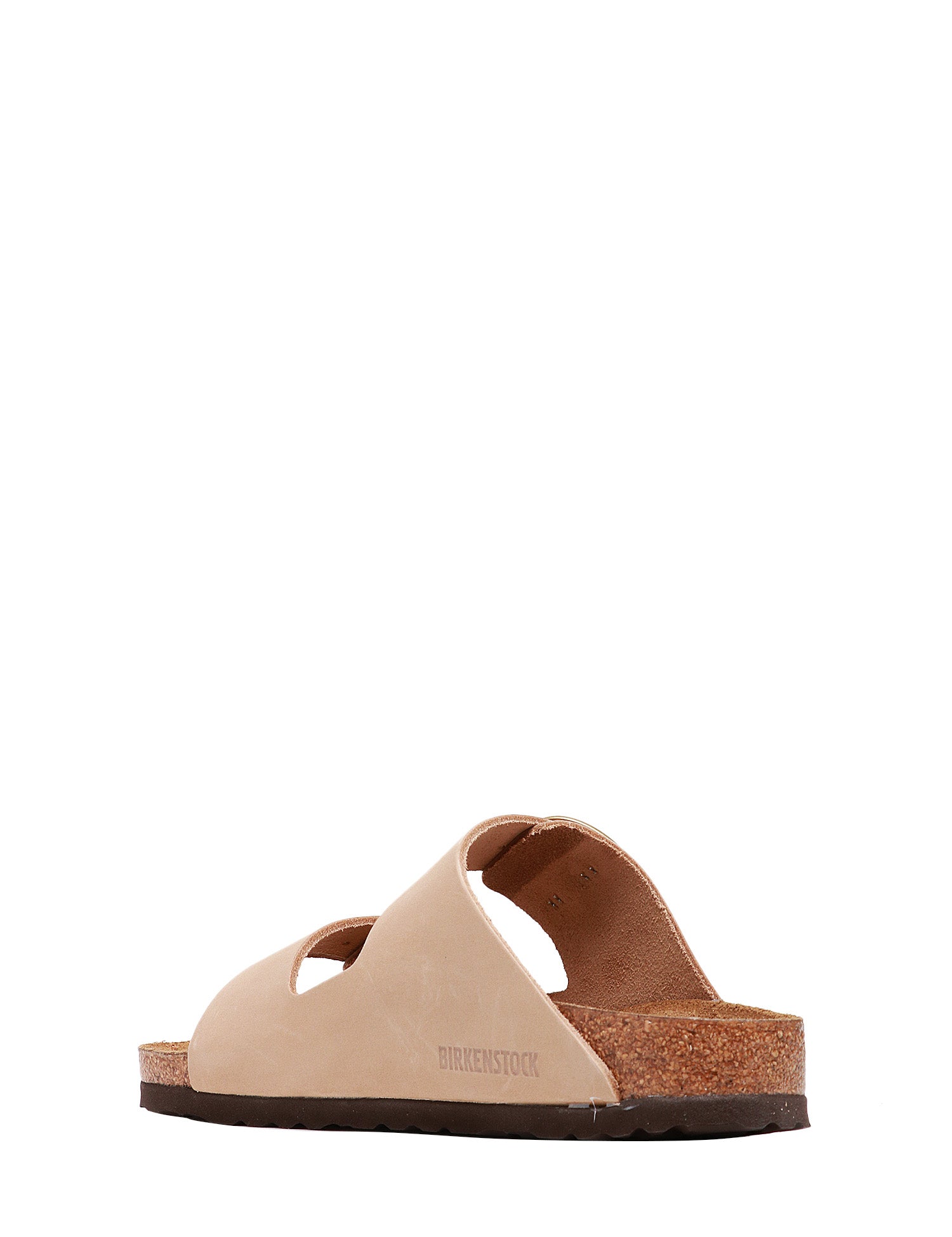 CIABATTA DONNA BIRKENSTOCK ARIZONA SANDCASTLE IN PELLE NABUK CON DOPPIA FIBBIA ORO E PLANTARE IN SUGHERO E LATTICE
