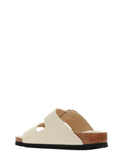 CIABATTA DONNA BIKENSTOCK ARIZONA ECRU BIG BUCKLE SHINE CON DOPPIA FIBBIA ORO