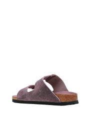 CIABATTA DONNA BIRKENSTOCK ARIZONA LAVANDA BIG BUCKLE OILED LEATHER CON DOPPIA FIBBIA ORO