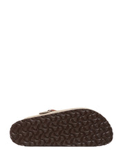 CIABATTA BIRKENSTOCK BOSTON TAUPE IN PELLE SCAMOSCIATA CON CINTURINO E PLANTARE IN SUGHERO