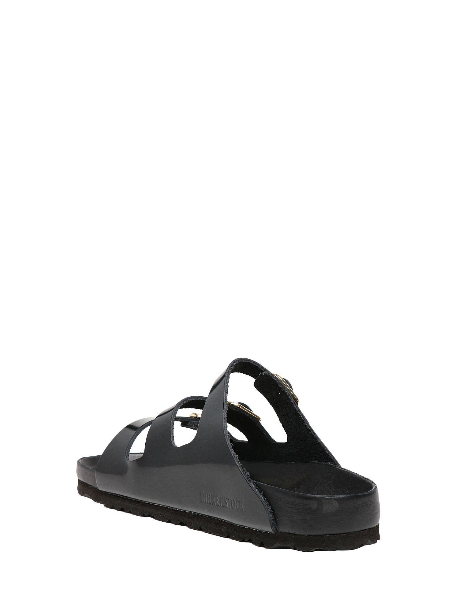 CIABATTA BIRKENSTOCK DONNA FLORIDA NERA IN PELLE NATURALE LACCATA CON TRE CINTURINI
