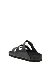CIABATTA BIRKENSTOCK DONNA FLORIDA NERA IN PELLE NATURALE LACCATA CON TRE CINTURINI