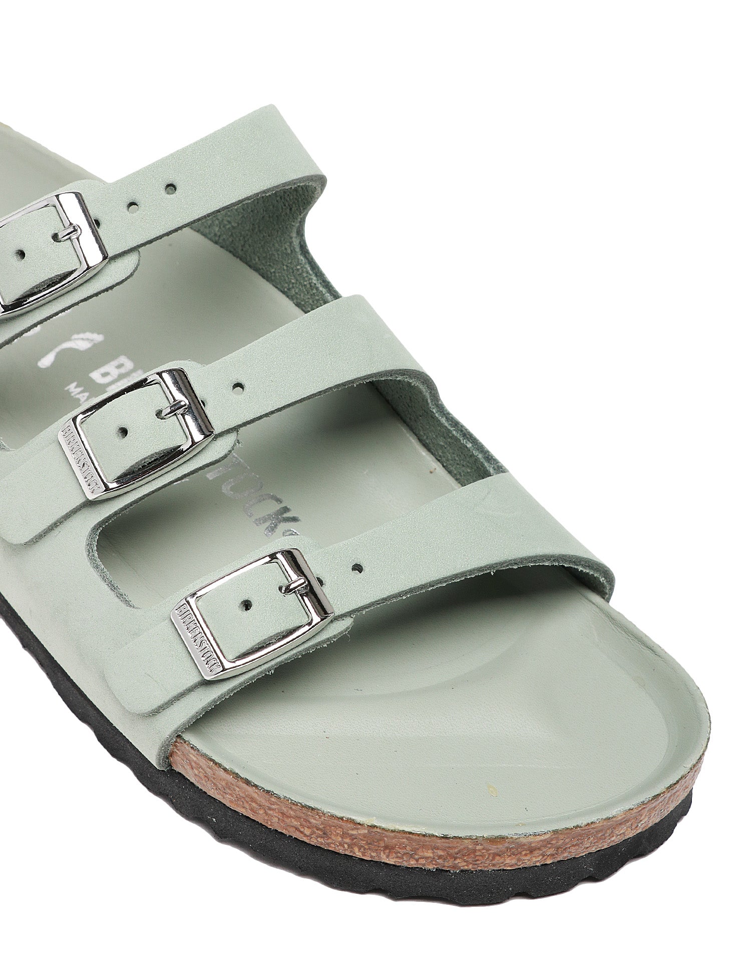CIABATTA DONNA BIRKENSTOCK FLORIDA SALVIA IN PELLE NABUK CON TRE CINTURINI