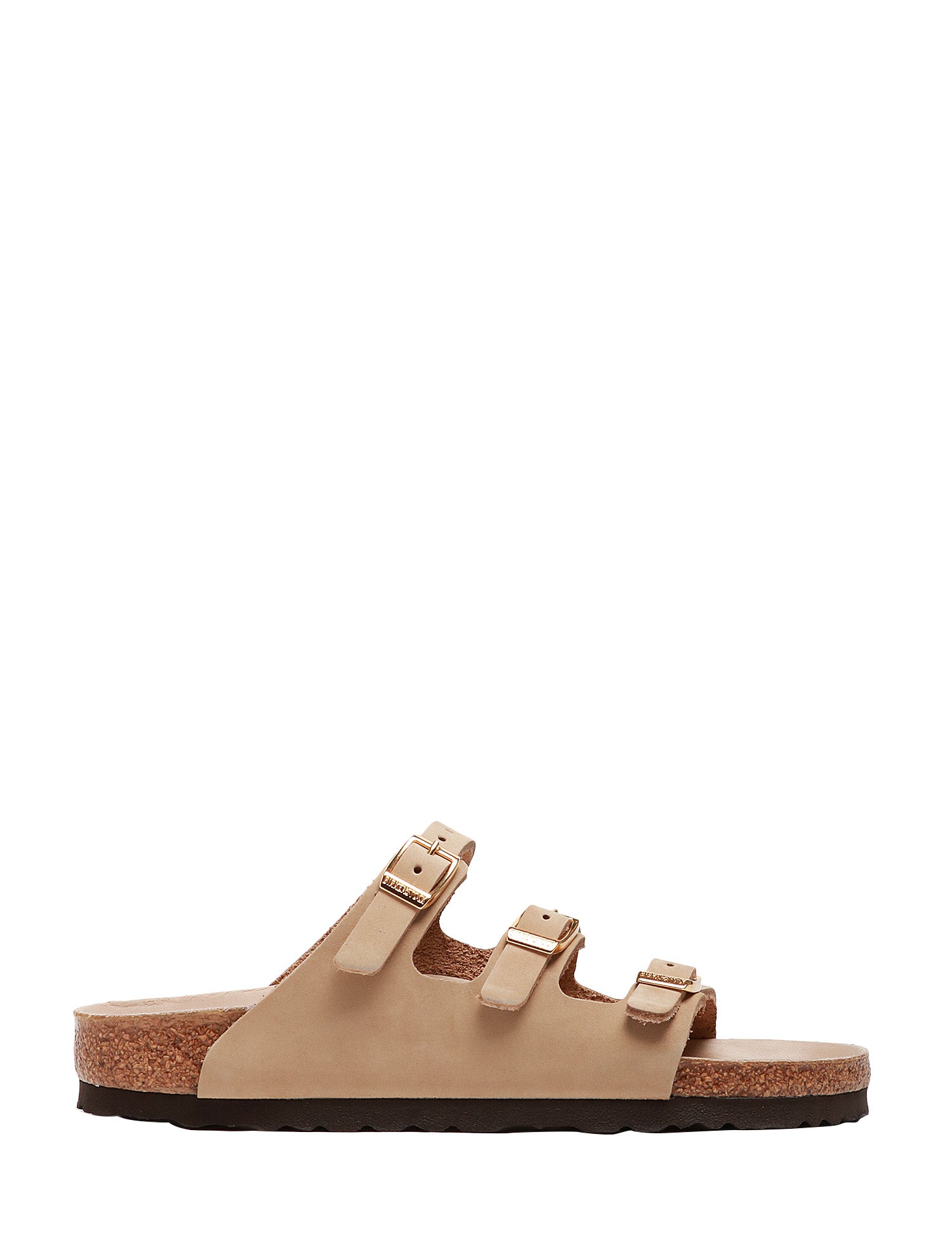 CIABATTA DONNA BIRKENSTOCK FLORIDA SABBIA IN PELLE NABUK CON TRE CINTURINI