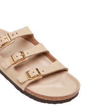 CIABATTA DONNA BIRKENSTOCK FLORIDA SABBIA IN PELLE NABUK CON TRE CINTURINI