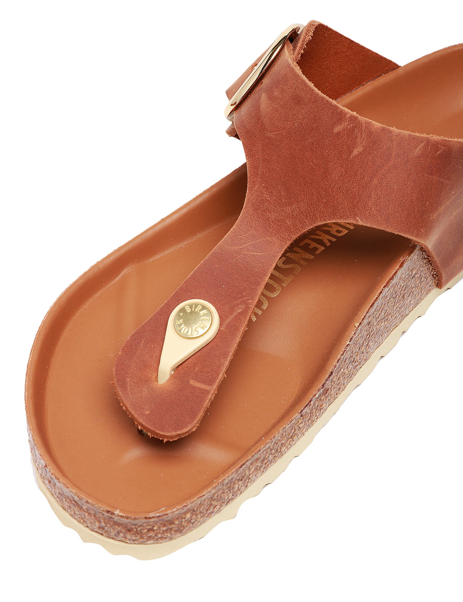 CIABATTA DONNA BIRKENSTOCK GIZEH COGNAC INFRADITO IN PELLE NABUK OLIATA