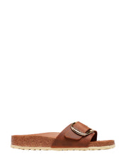 CIABATTA DONNA BIRKENSTOCK MADRID COGNAC IN PELLE NABUK OLIATA CON FIBBIA SINGOLA E PLANTARE IN SUGHERO E LATTICE