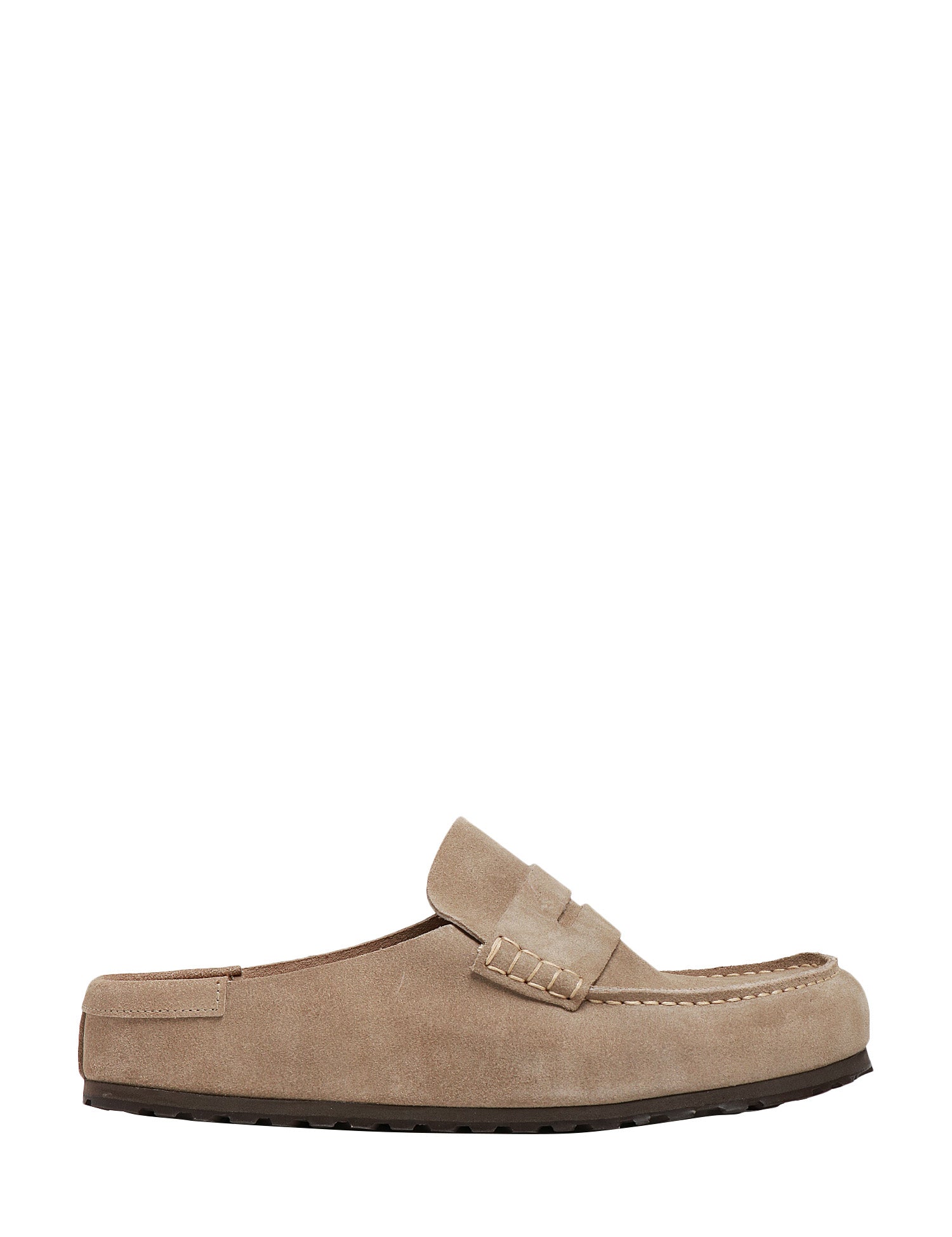 CIABATTA UOMO BIRKENSTOCK NAPLES WRAPPED TAUPE SABOT IN PELLE SCAMOSCIATA