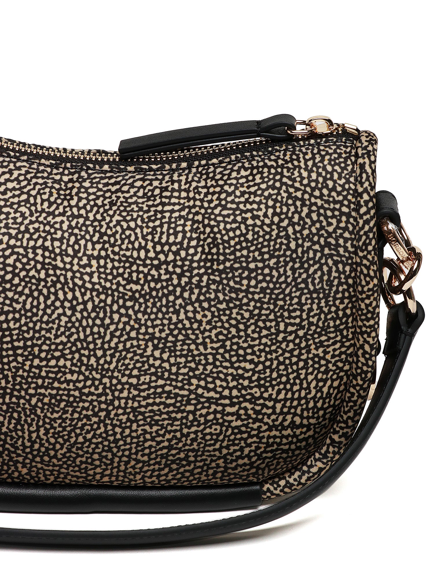 BORSA DONNA BORBONESE CAHIER HOBO SMALL NERO/NATURALE IN TESSUTO RICICLATO E PARTICOLARI IN PELLE