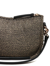 BORSA DONNA BORBONESE CAHIER HOBO SMALL NERO/NATURALE IN TESSUTO RICICLATO E PARTICOLARI IN PELLE