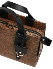 BORSA DONNA BORBONESE DEJEUNER BAULETTO SMALL NATURALE/NERO CON DETTAGLI IN PELLE DI VITELLO