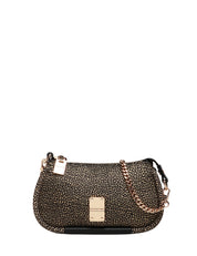 BORSA DONNA BORBONESE CAHIER TRACOLLA MINI NERO/NATURALE IN TESSUTO RICICLATO OP E DETTAGLI IN PELLE DI VITELLO
