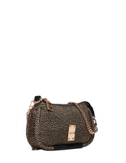 BORSA DONNA BORBONESE CAHIER TRACOLLA MINI NERO/NATURALE IN TESSUTO RICICLATO OP E DETTAGLI IN PELLE DI VITELLO