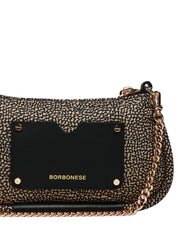 BORSA DONNA BORBONESE CAHIER TRACOLLA MINI NERO/NATURALE IN TESSUTO RICICLATO OP E DETTAGLI IN PELLE DI VITELLO