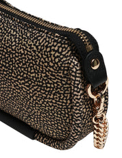 BORSA DONNA BORBONESE CAHIER TRACOLLA MINI NERO/NATURALE IN TESSUTO RICICLATO OP E DETTAGLI IN PELLE DI VITELLO
