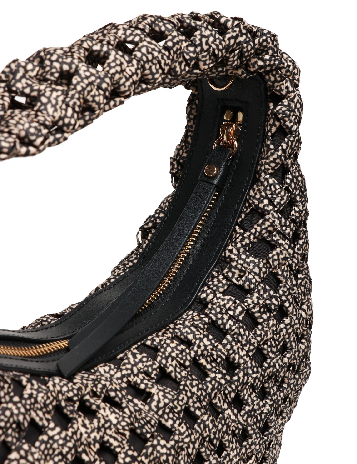 BORSA DONNA BORBONESE HOBO LA NIDO MINI NATURALE/NERO IN TESSUTO RICICLATO