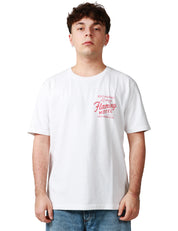 T-SHIRT UOMO BOWERY BIANCA CON STAMPA FLAMINGO ROSSA RELAXED FIT