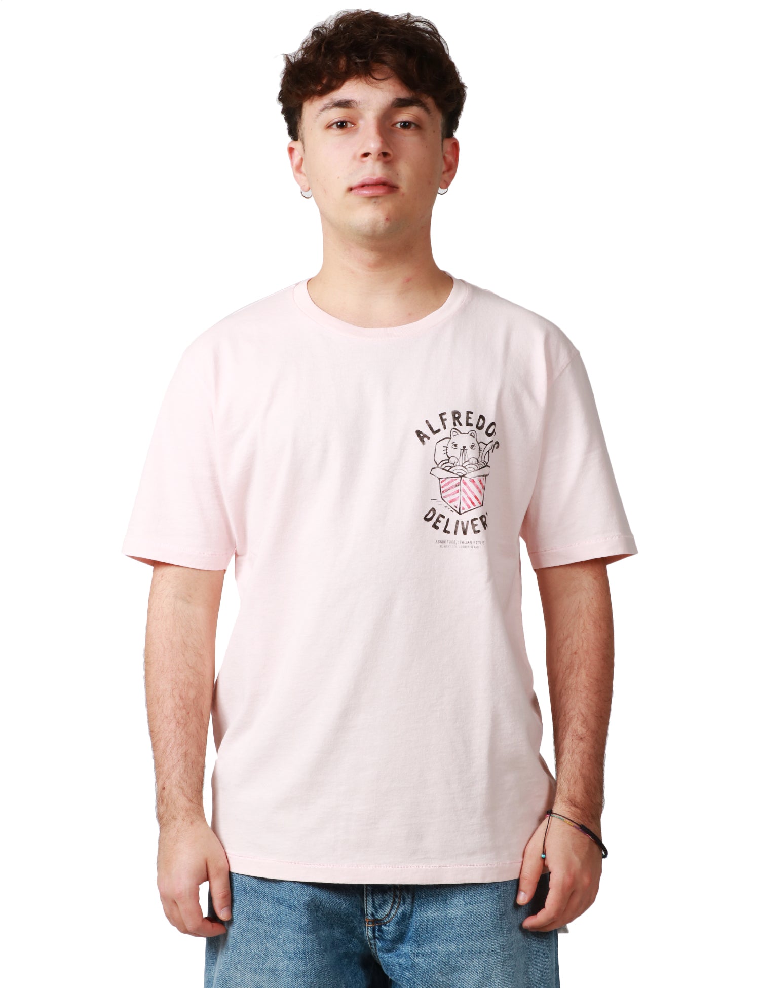 T-SHIRT UOMO BOWERY PINK CON STAMPA GATTO