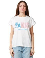 T-SHIRT DONNA BOWERY BIANCA CON SCRITTA "PARIS" 100% COTONE