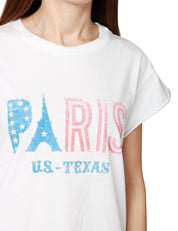 T-SHIRT DONNA BOWERY BIANCA CON SCRITTA "PARIS" 100% COTONE
