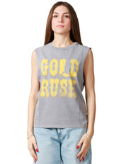 T-SHIRT DONNA BOWERY GIROMANICA CON SCRITTA "GOLD ROSE" 100% COTONE