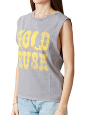 T-SHIRT DONNA BOWERY GIROMANICA CON SCRITTA "GOLD ROSE" 100% COTONE