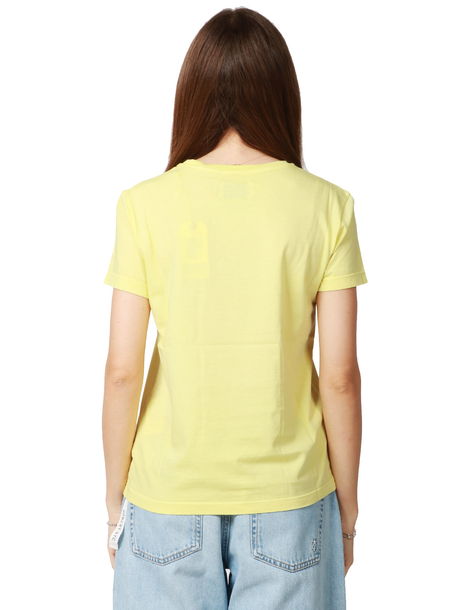 T-SHIRT DONNA BOWERY YELLOW GIROCOLLO 100% COTONE
