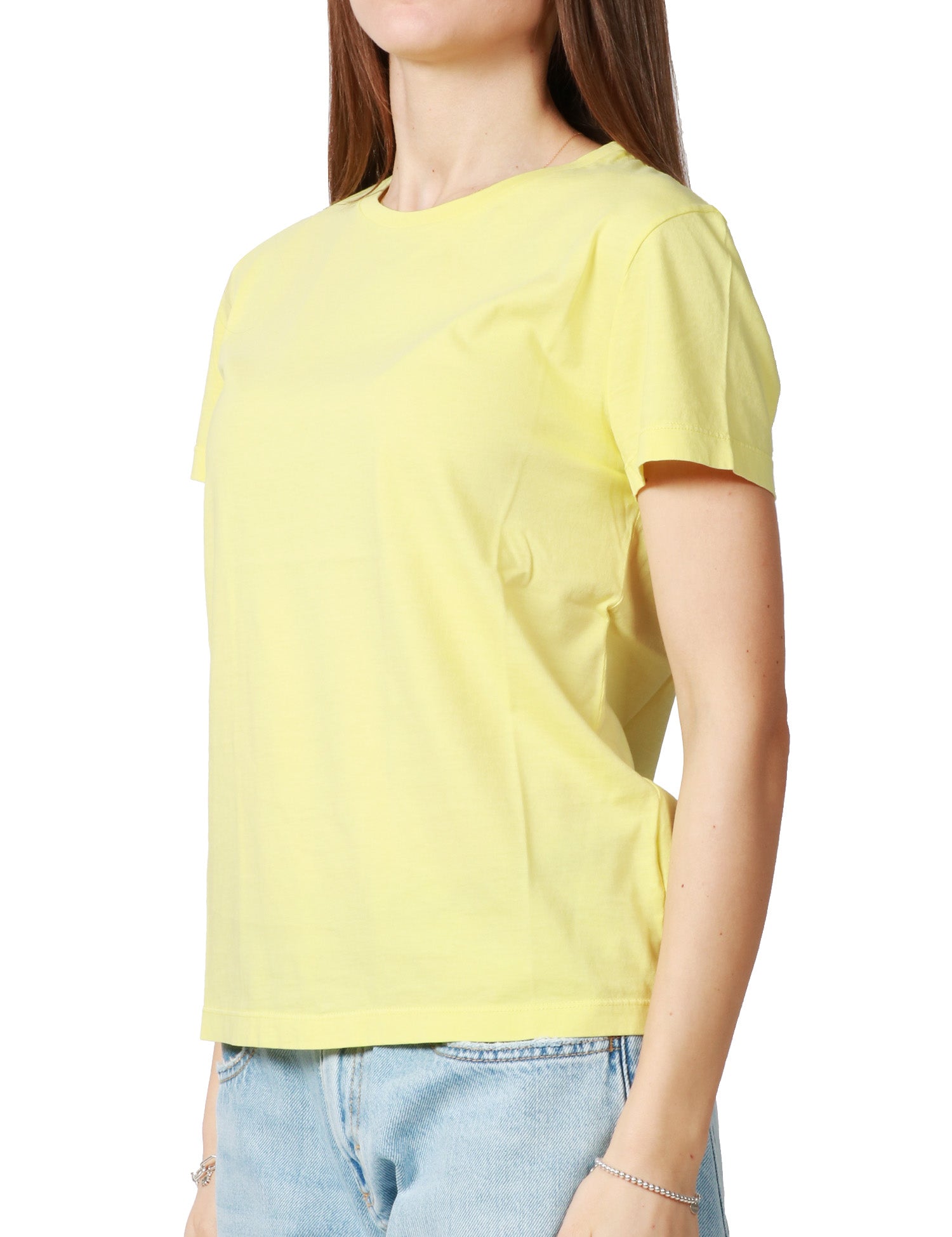 T-SHIRT DONNA BOWERY YELLOW GIROCOLLO 100% COTONE