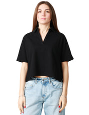 POLO DONNA C H S NERA TAGLIO CROP IN JERSEY