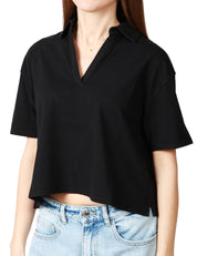 POLO DONNA C H S NERA TAGLIO CROP IN JERSEY