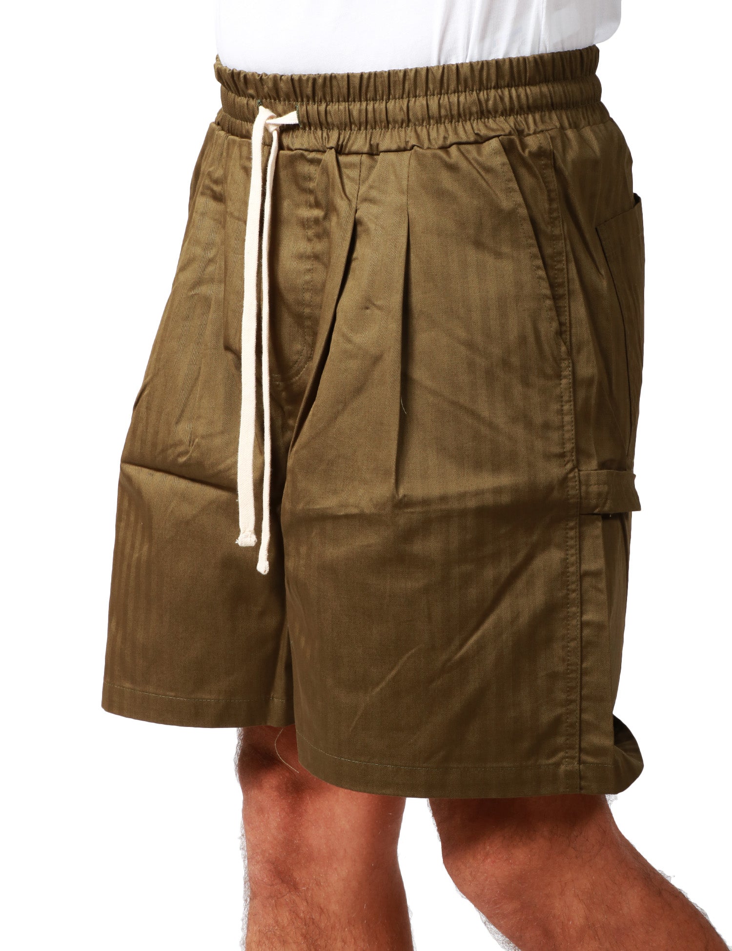 BERMUDA UOMO CALIFORNIA POSH VERDE MLITARE IN COTONE CON COULISSE