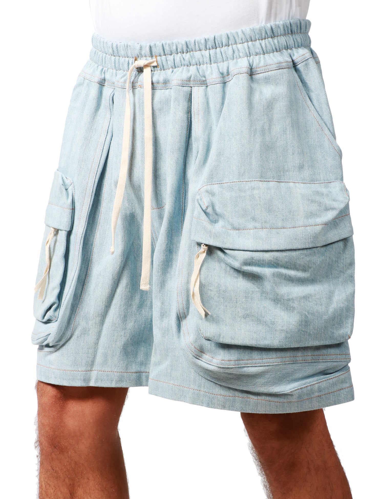 BERMUDA UOMO CALIFORNIA POSH TWILL DENIM CON TASCONI DAVANTI E COULISSE