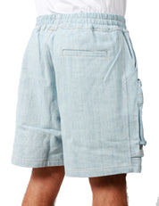 BERMUDA UOMO CALIFORNIA POSH TWILL DENIM CON TASCONI DAVANTI E COULISSE