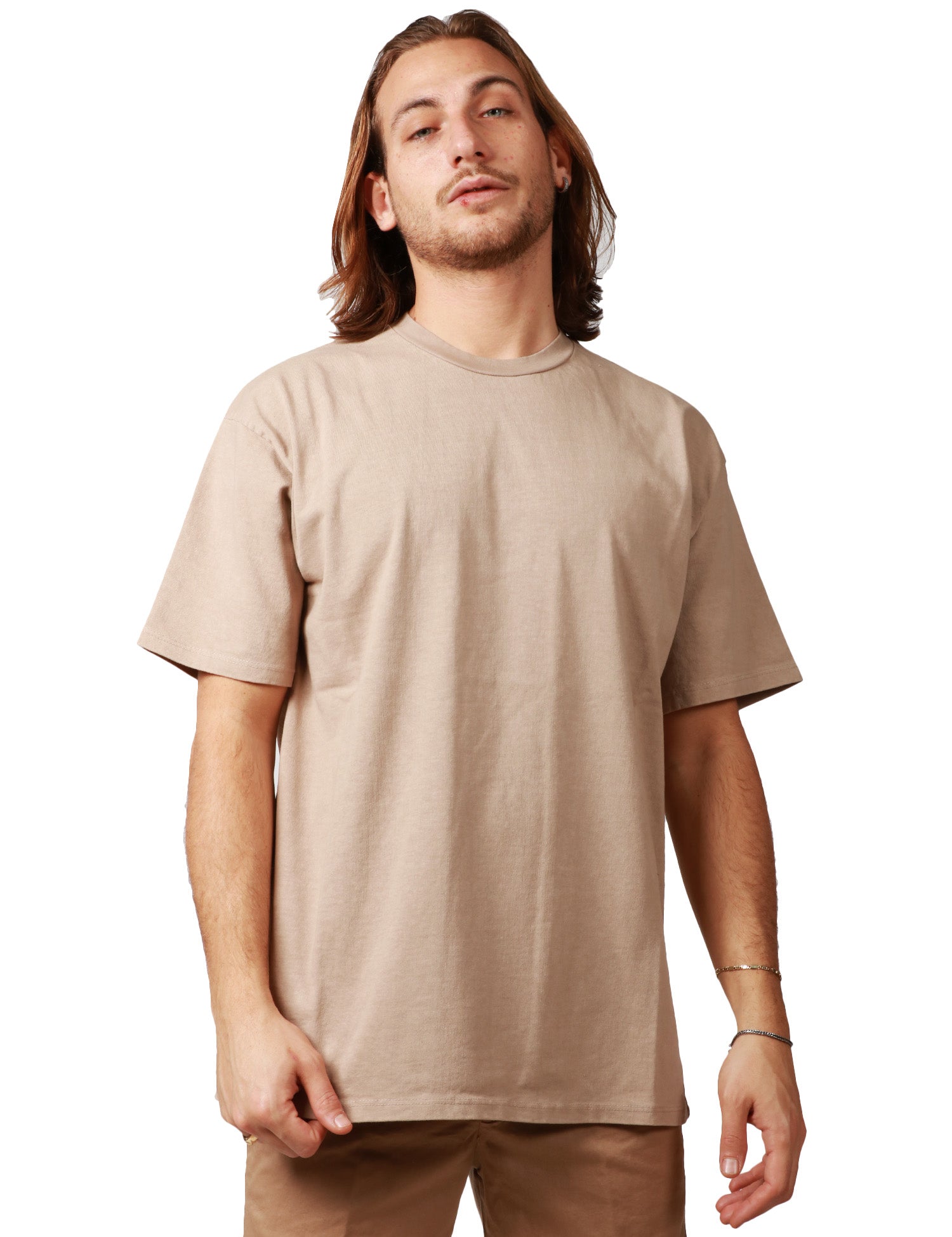 T-SHIRT UOMO CALIFORNIA POSH BEIGE GIROCOLLO IN COTONE