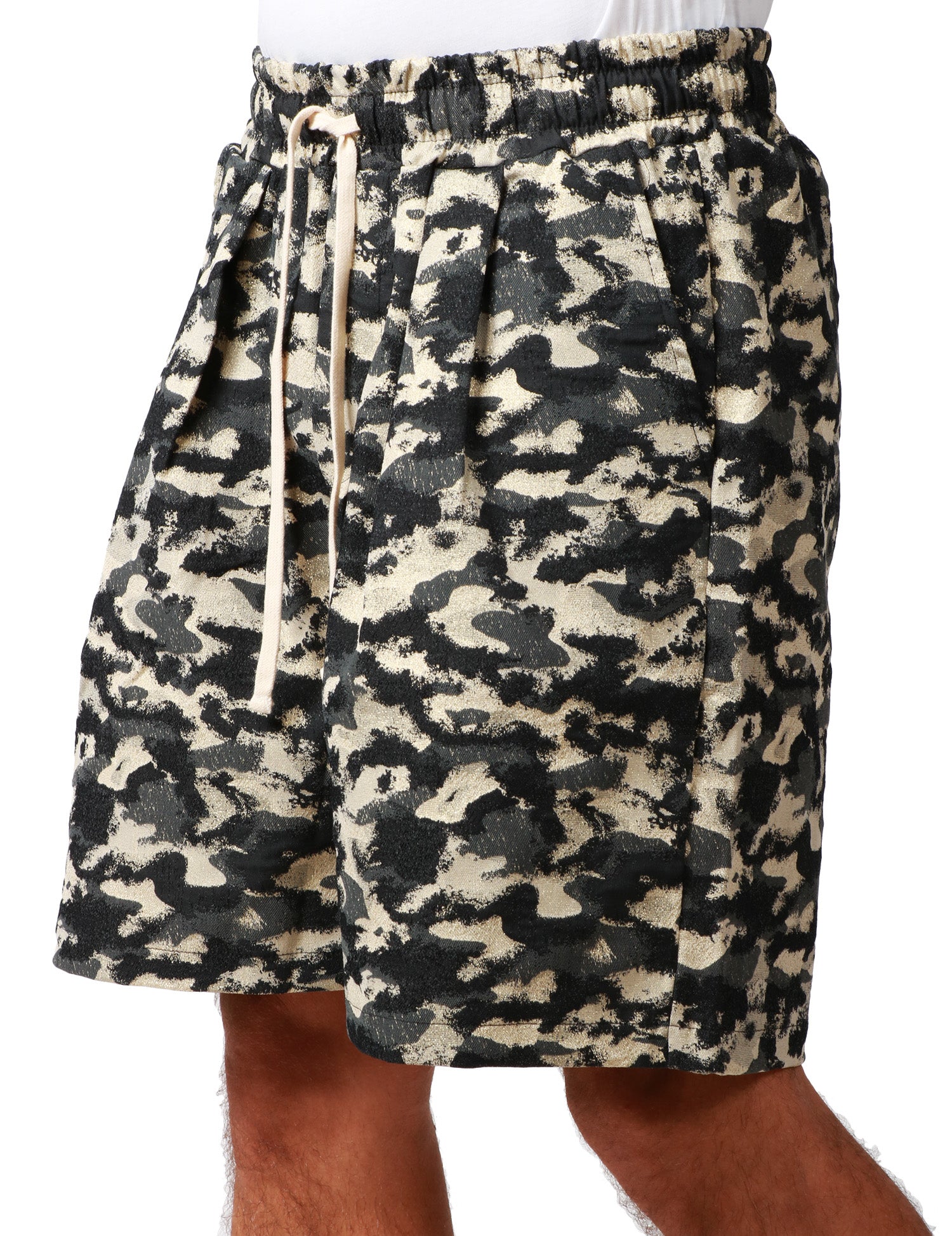 BERMUDA UOMO CALIFORNIA POSH BLACK/GOLD CAMOUFLAGE CON COULISSE E PINCES DAVANTI