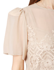 BLUSA DONNA CAROL RUIZ NUDE CON MEZZA MANICA A PALLONCINO E RICAMO IN PIZZO DAVANTI