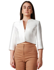 GIACCA DONNA CAROL RUIZ MIKADO BIANCA CON MANICA 7/8 IN TESSUTO LISCIO