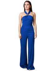 TUTA INTERA DONNA CAROL RUIZ BLUETTE CON FUSCIACCA AL COLLO E PANTALONE SVASATO