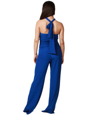 TUTA INTERA DONNA CAROL RUIZ BLUETTE CON FUSCIACCA AL COLLO E PANTALONE SVASATO