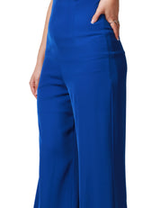 TUTA INTERA DONNA CAROL RUIZ BLUETTE CON FUSCIACCA AL COLLO E PANTALONE SVASATO